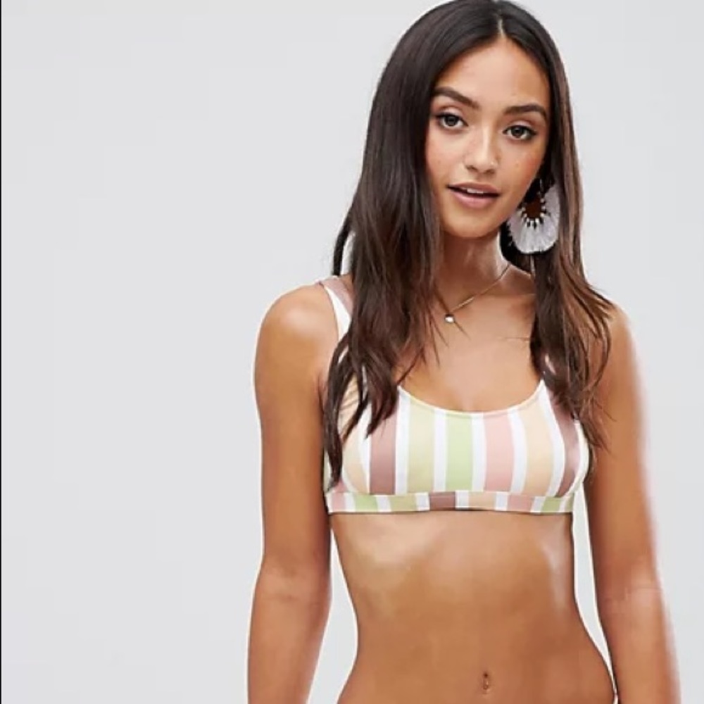 Rhythm Zimbabwe Striped Scoop Bikini Top Small